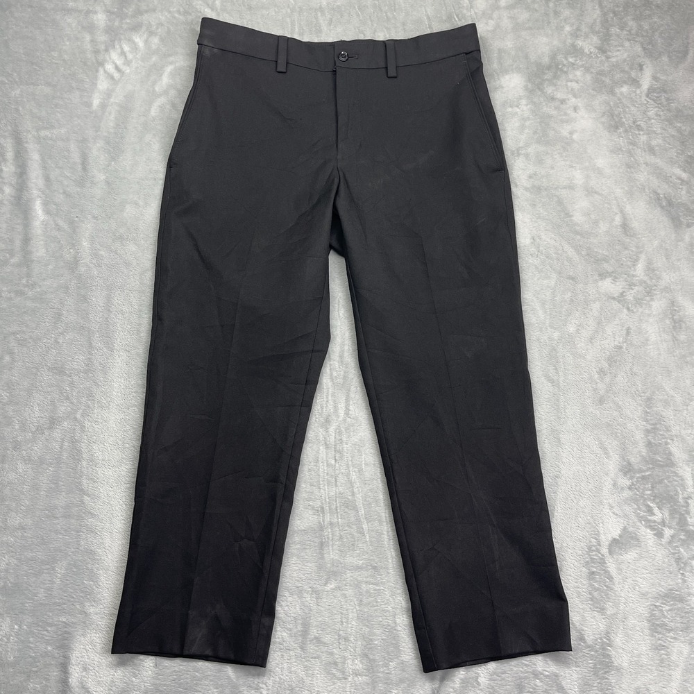 Savane Dress Pants Men 30x30 (32x25) Black Flat Front Business Wear Straight Leg